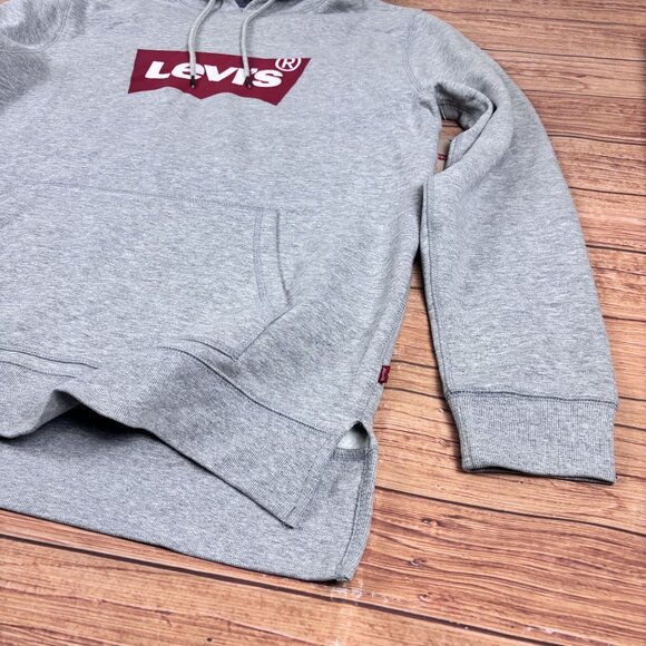 Levis Gray Hoodie With Red Logo Graphic Pullover Style   Casual Fit Size Large. - Picture 3 of 9